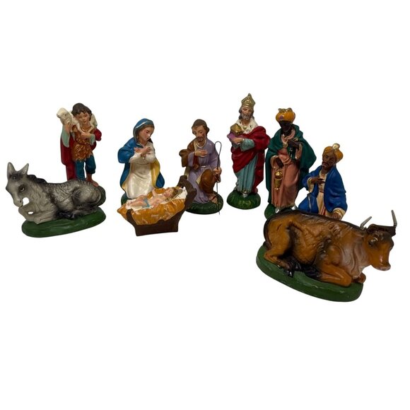 Vintage Hand-Painted Italian Nativity Set 9-Piece Figurines Christmas Decor - Picture 2 of 11
